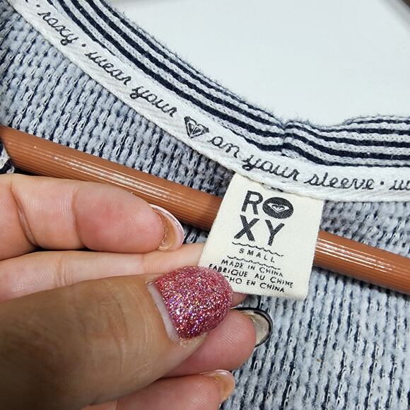 Roxy The Cuddle Hooded Striped Pea Coat Jacket Size Small - Picture 5 of 8